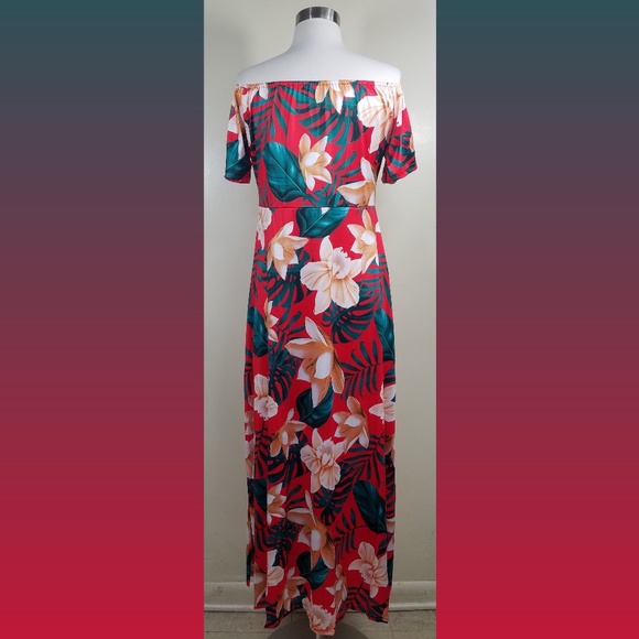 Red Off the Shoulder Maxi Dress Size XL - Picture 5 of 6